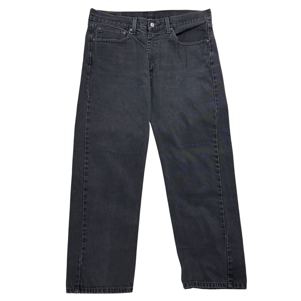 Levi's 505 Jeans Mens 36 x 30 Washed Black Regular Fit Straight Denim Red Tab